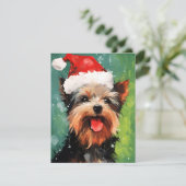 Cartes Pour Fêtes Annuelles Yorkshire Terrier peinture de Noël (Debout devant)