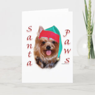 Cartes Pour Fêtes Annuelles Yorkshire Terrier Père Noël Paws