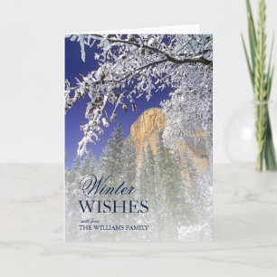 Cartes Pour Fêtes Annuelles Yosemite a encadré par les chênes tinctoriaux