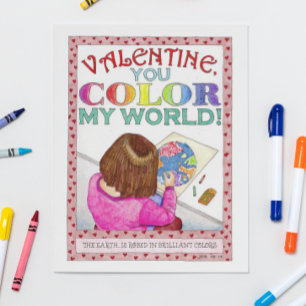 Cartes Pour Fêtes Annuelles You Color my World Valentine (personnalisable)