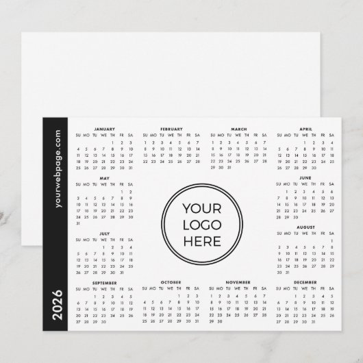 Cartes Pour Fêtes Annuelles Your Logo Here 2026 white Magnetic Calendar (Devant / Derrière)
