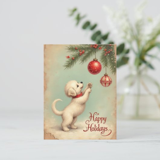 Cartes Pour Fêtes Annuelles Your Own Text Season’s Greetings Puppy Postcard (Debout devant)