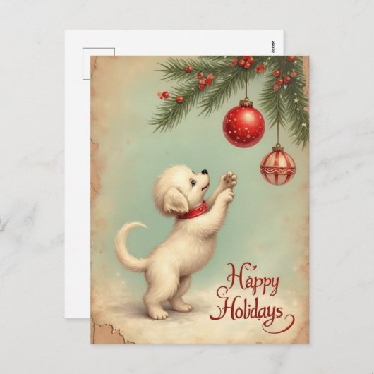 Cartes Pour Fêtes Annuelles Your Own Text Season’s Greetings Puppy Postcard (Devant / Derrière)