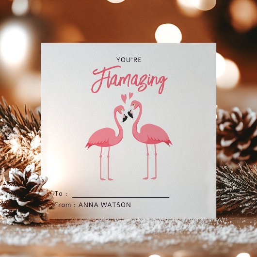 Cartes Pour Fêtes Annuelles You're Flamazing | Flamingo Valentines Day Class