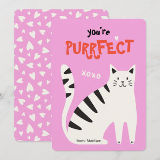 Cartes Pour Fêtes Annuelles You're purrfect cat classroom valentine's day card