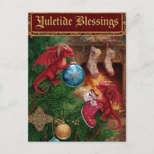Cartes Pour Fêtes Annuelles Yuletide Bénédictions Imaginaire Dragon Noël