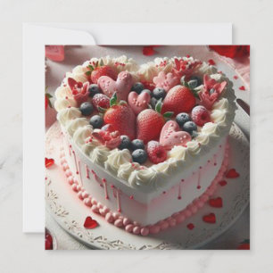 Cartes Pour Fêtes Annuelles Yummy Fruit Haché Coeur en forme de gâteau Valenti