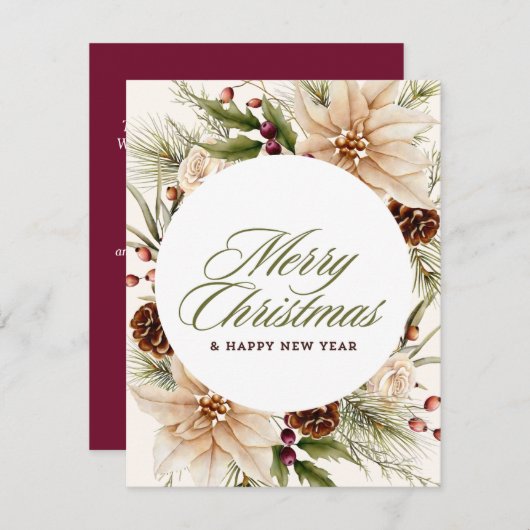 Cartes Pour Fêtes Annuelles z100joursnoel,forêt,arbres,forêt aquarelle,randonn (Devant / Derrière)