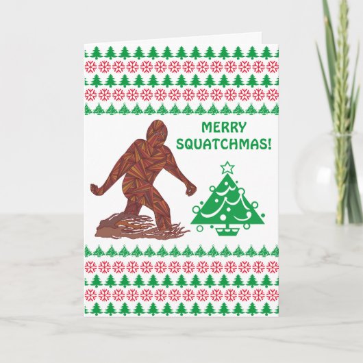 Cartes Pour Fêtes Annuelles Z Bigfoot Sasquatch de marche joyeux Squatchmas (Devant)