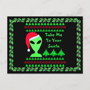Cartes Pour Fêtes Annuelles Z Fun Alien Père Noël Geek Humour LGM Vacances uni