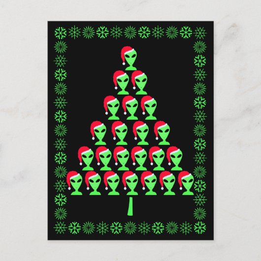 Cartes Pour Fêtes Annuelles Z Fun Alien Santa Geek Hummor Funny Christmas Tree (Devant)