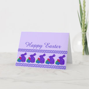 Cartes Pour Fêtes Annuelles Z Violet Lapin de Pâques OEufs de Pâques Coloré Ra