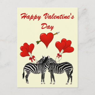 Cartes Pour Fêtes Annuelles Zèbres et coeurs romantiques Valentines