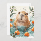 Cartes Pour Fêtes Annuelles Zen Capybara : Eaux Bien-Être (Devant / Derrière)