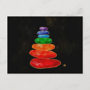 Cartes Pour Fêtes Annuelles Zen Pebbles Chakras - Aquarelle et or