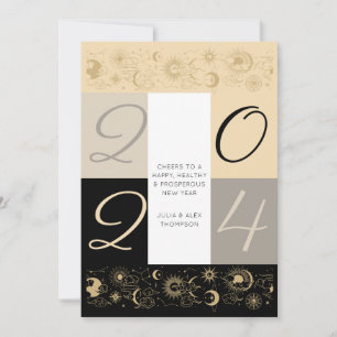 Cartes Pour Fêtes Annuelles Zodiac céleste salue Nouvel An Affaires Sans Photo