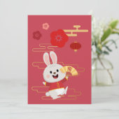 Cartes Pour Fêtes Annuelles Zodiac chinois Rabbit Or Rouge (Debout devant)