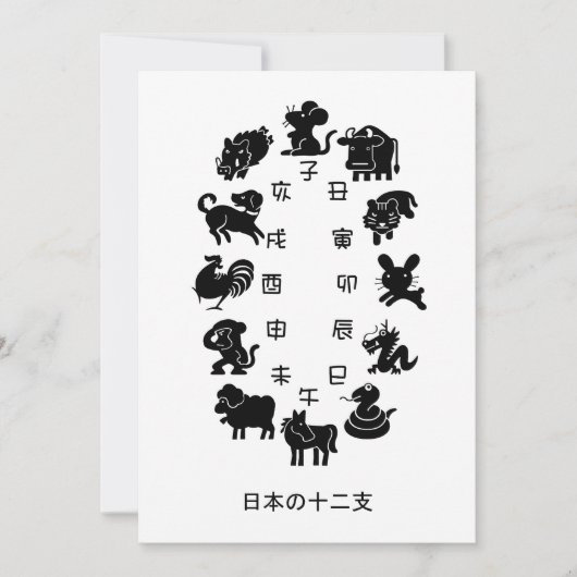 Cartes Pour Fêtes Annuelles Zodiaque japonais (Devant)