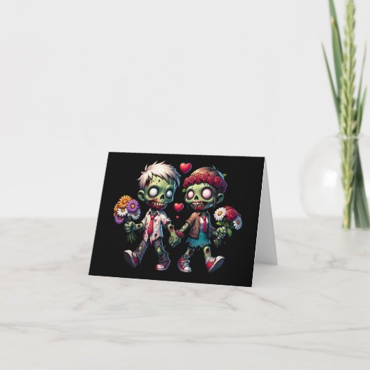 Cartes Pour Fêtes Annuelles Zombies amoureux (Devant)