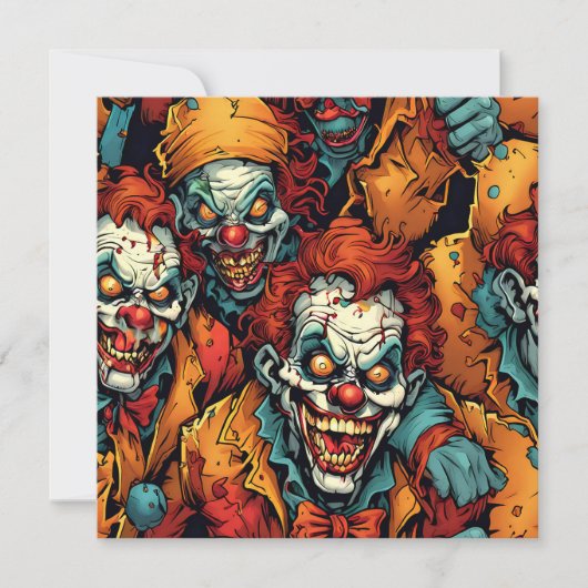 Cartes Pour Fêtes Annuelles Zombies de Clown Effrayants Halloween (Devant)