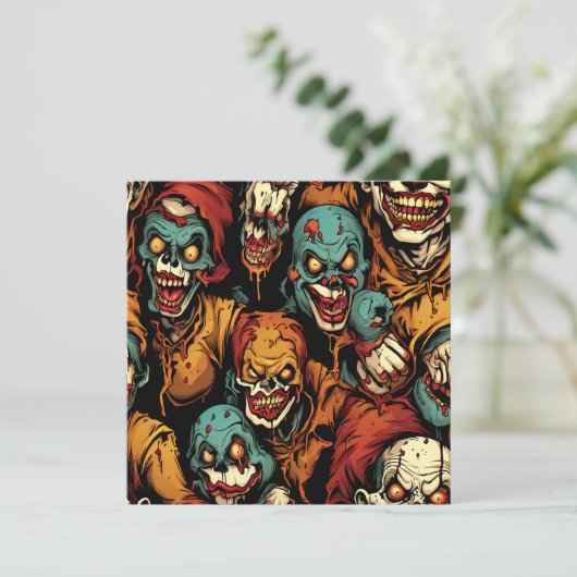 Cartes Pour Fêtes Annuelles Zombies de Clowns Effrayants Dégoûtants (Debout devant)