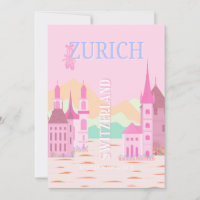 Zurich Travel Art, Suisse Travel Art, rose