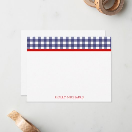 Cartes pour notes Blue En vichy & Red Flat (Devant/Arrière en situation)