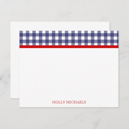Cartes pour notes Blue En vichy & Red Flat (Devant / Derrière)