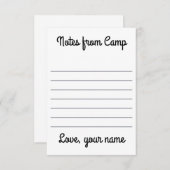 Cartes pour notes de camp d'été personnalisés (Devant / Derrière)