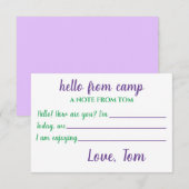 Cartes pour notes de camp personnalisés pour garço (Devant / Derrière)