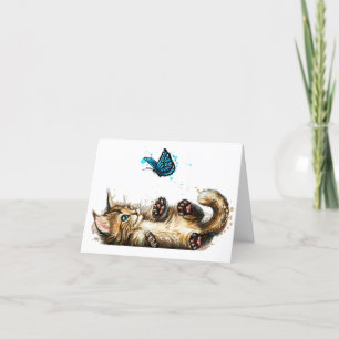 Cartes pour notes de chaton et papillon précieux