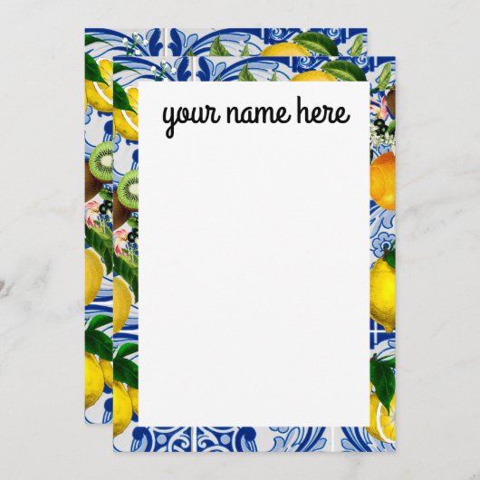 Cartes pour notes de citron personnalisés (Devant / Derrière)