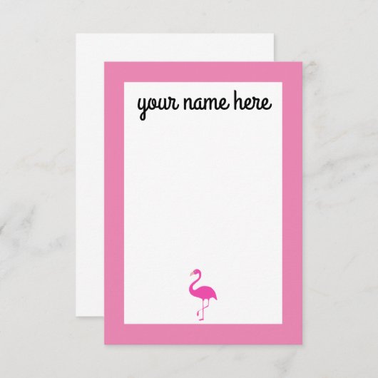 Cartes pour notes de Flamants roses personnalisés (Devant / Derrière)