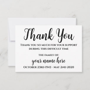 Cartes pour notes de Merci funéraire personnalisés