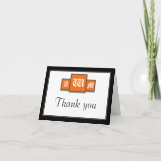 Cartes pour notes de Merci moderne Orange à trois