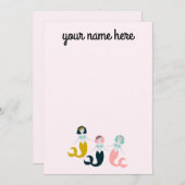 Cartes pour notes de papeterie de sirène personnal (Devant / Derrière)