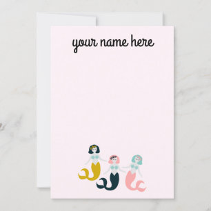 Cartes pour notes de papeterie de sirène personnal