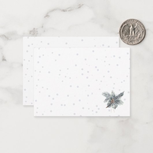Cartes pour notes de Pinecone d'hiver (Devant/Arrière en situation)