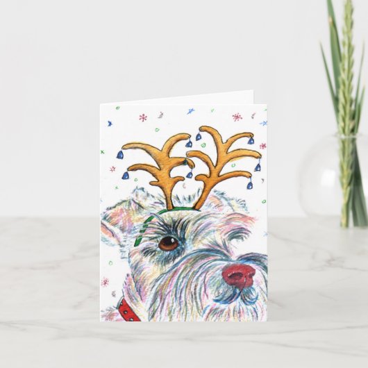 Cartes pour notes de Schnauzer de Père Noël (Devant)