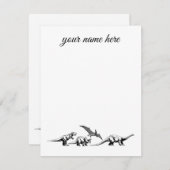 Cartes pour notes Dinosaures personnalisés pour en (Devant / Derrière)