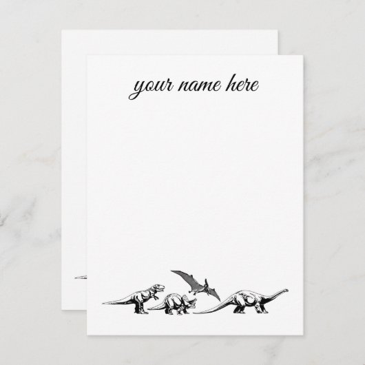 Cartes pour notes Dinosaures personnalisés pour en (Devant / Derrière)