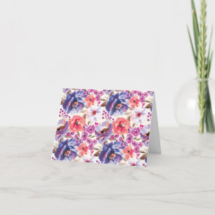 Cartes pour notes floraux violets et roses classiq