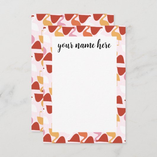 Cartes pour notes pélicans personnalisés (Devant / Derrière)