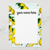 Cartes pour notes personnalisés au citron (Devant / Derrière)