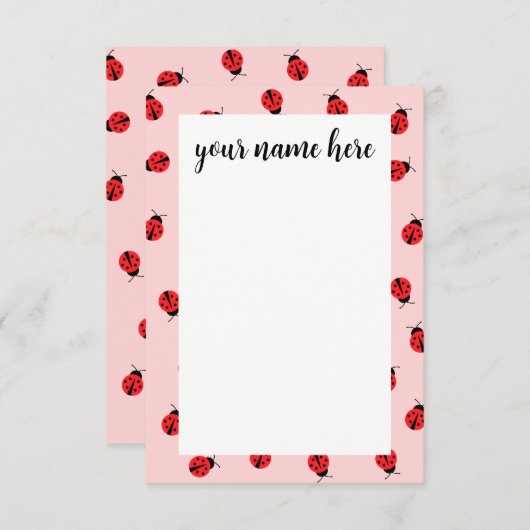 Cartes pour notes personnalisés de Ladybug (Devant / Derrière)