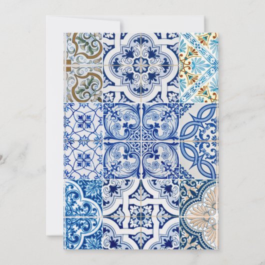 Cartes pour notes personnalisés en carrelage bleu (Dos)