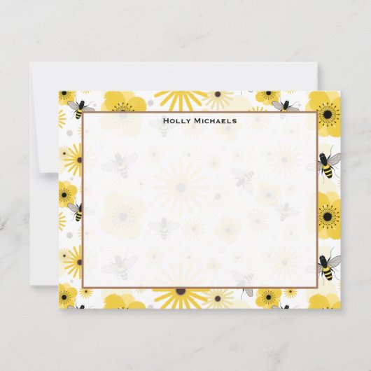 Cartes pour notes plats d'abeilles et de fleurs de (Devant)