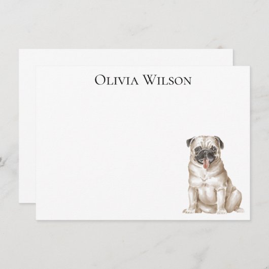 Cartes pour notes plats personnalisés avec carlin (Devant / Derrière)