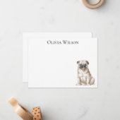 Cartes pour notes plats personnalisés avec carlin (Devant/Arrière en situation)