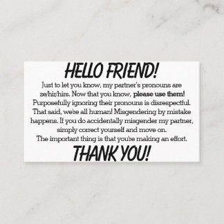Cartes Pronoun (ze/hir partner)